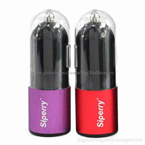 Car charger for iPhone4/5, lipstick shape with LED indicator